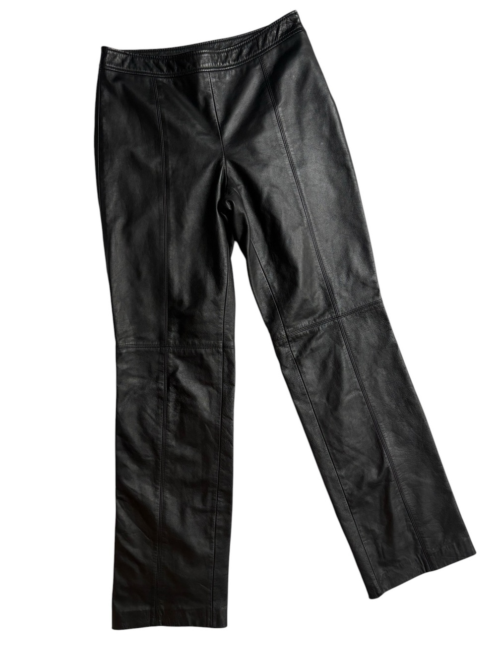 LOFT Black Straight-Leg 100% Leather pants